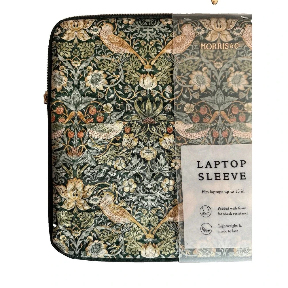 William Morris & Co Strawberry Thief Laptop Sleeve Case Padded Fits Up to 15
